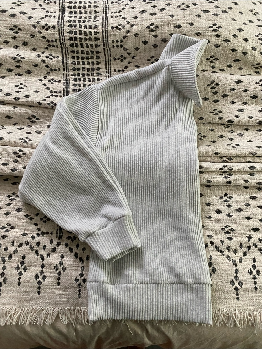 Quarter-Zip Ribbed Sweater - Light Gray - Picture 3 of 3